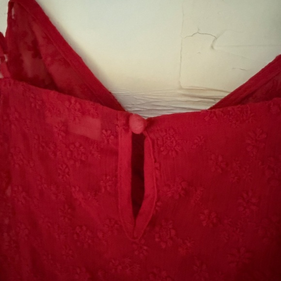 Glassons | Size 6 | Red Sheer Floral Scrunch Crop Top - Picture 6 of 6